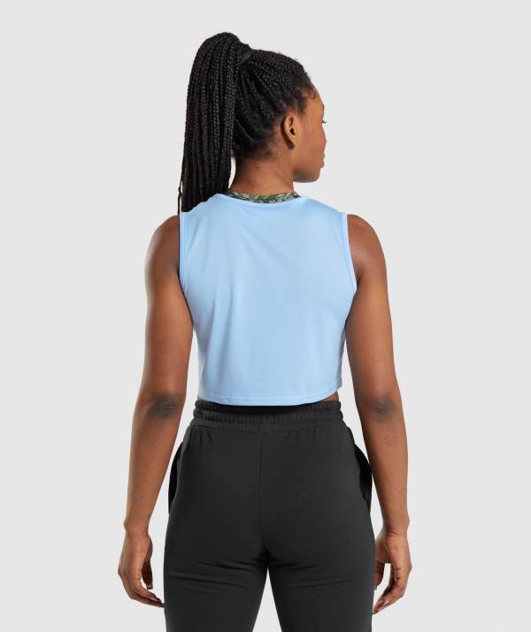 Damske Tielko Gymshark Training Crop Siva Modre | UZ6037298